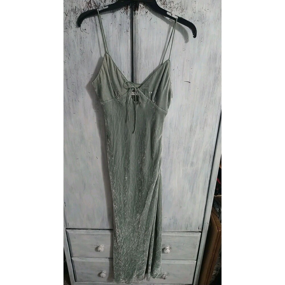 susana monaco Velvet Maxi Sleeveless dress Xs Green Y2K Cottage Core Feminine...